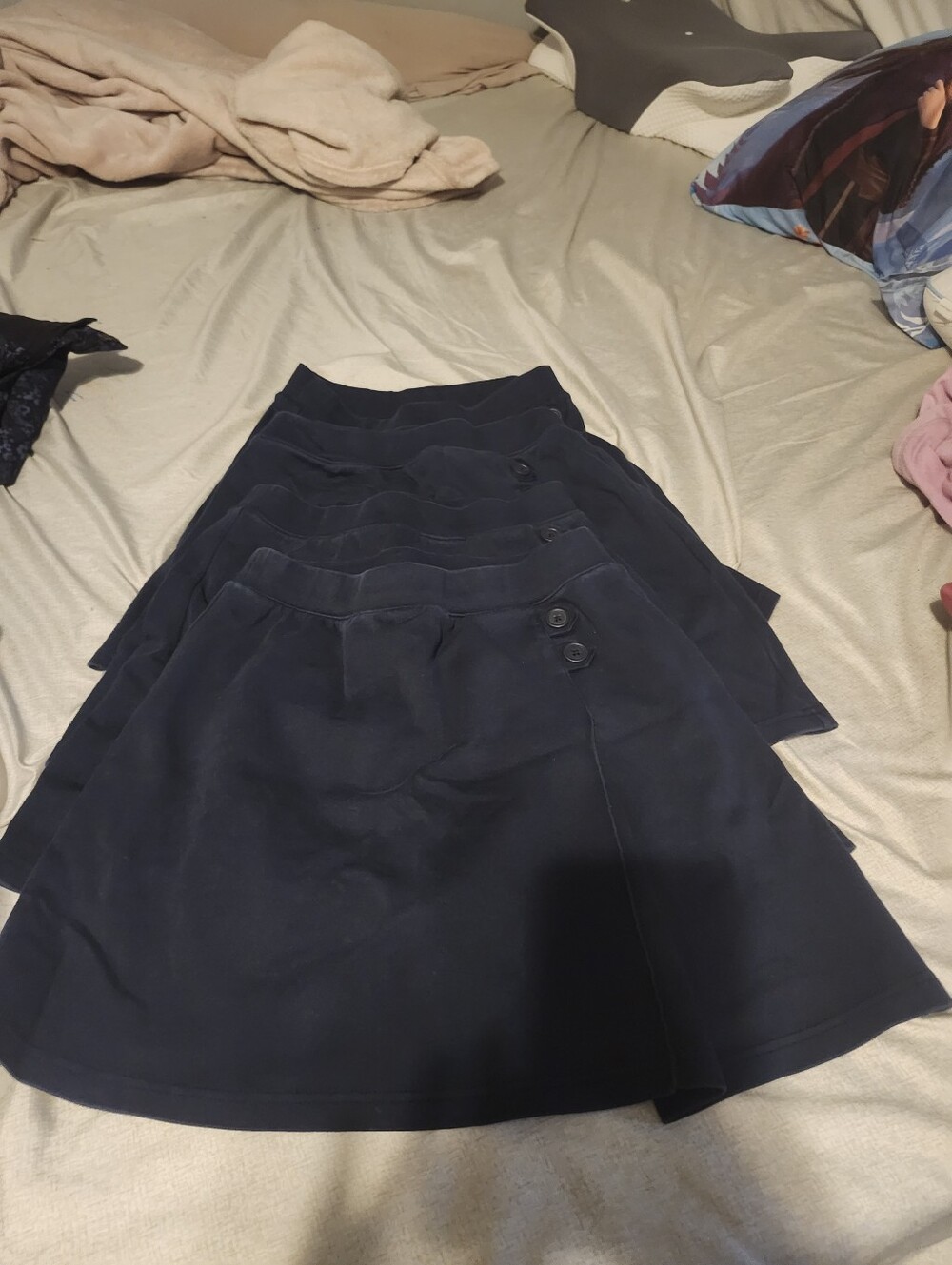 Girls' Navy School Skort with Side Button Accent